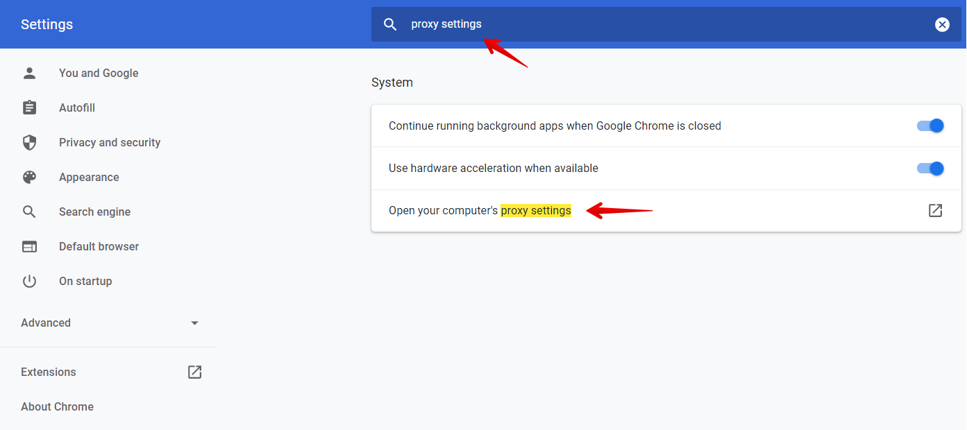 proxy settings for google chrome for mac